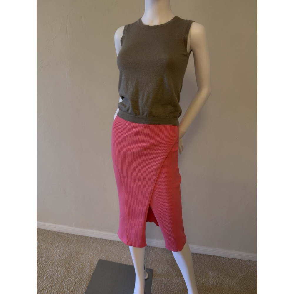 Jonathan Simkhai Pink Knit Midi Skirt Straight Stretch‎ Slit size XS